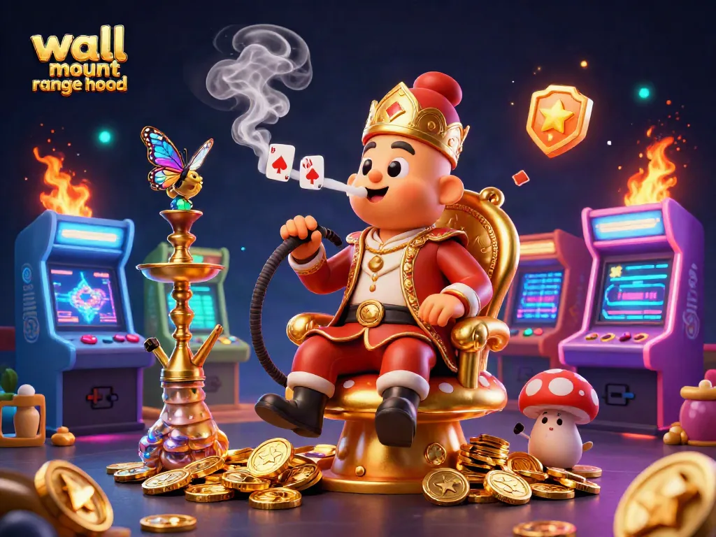Engage with the wall mount range hood in a vibrant casino-themed digital illustration, showcasing the gaming world.
